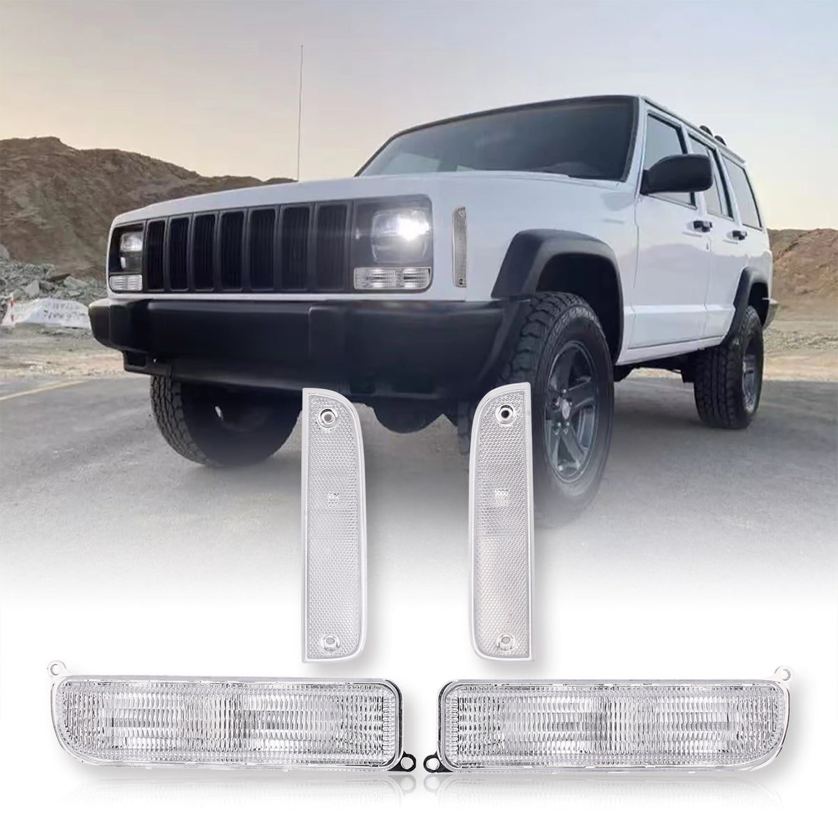 1984-2001 Jeep Cherokee XJ Front and Side Marker Light white color