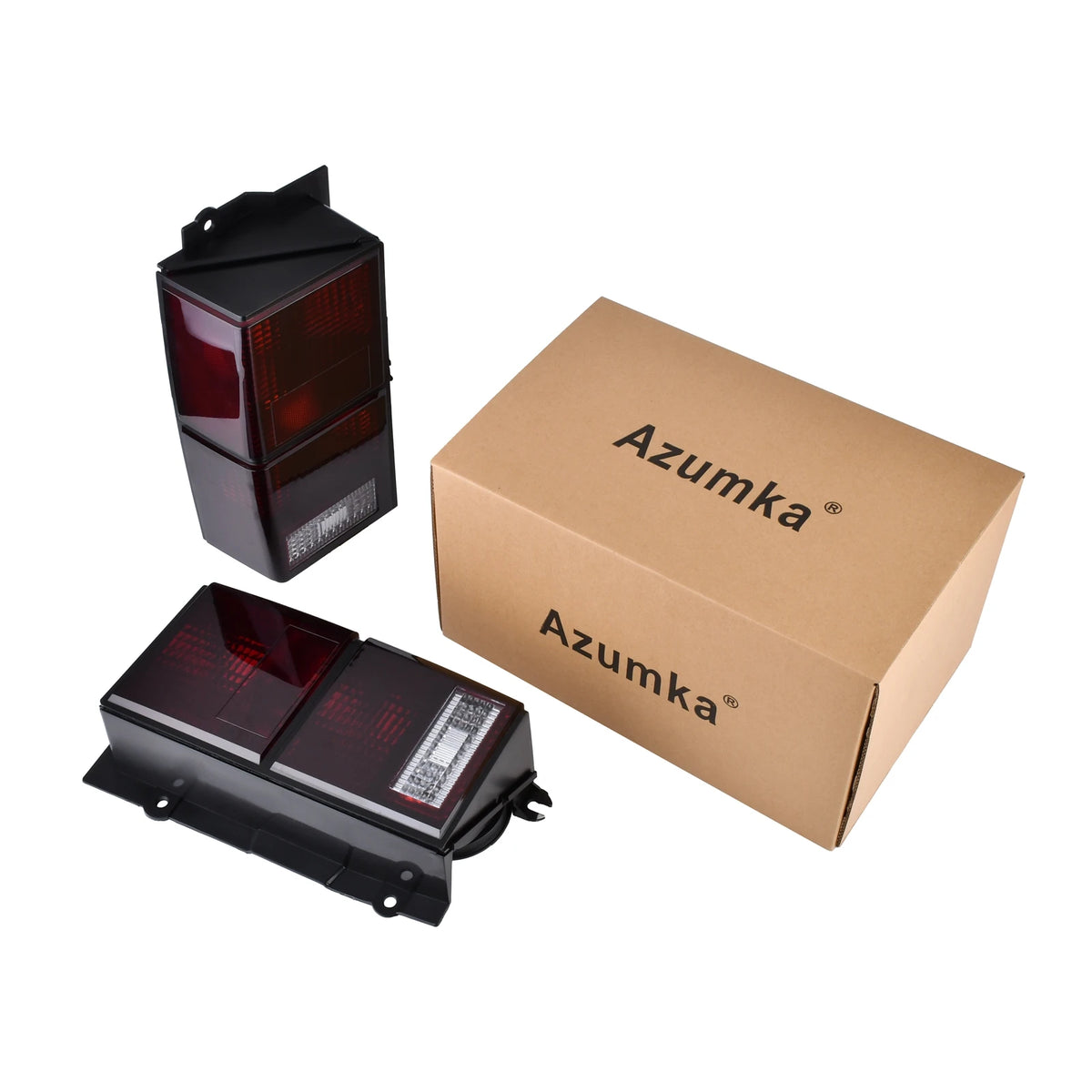 Azumka 84-96 Jeep Cherokee XJ Tail Lights Replacement Style Red Smoke Lens Rear Tail Lamps Set (Left + Right)