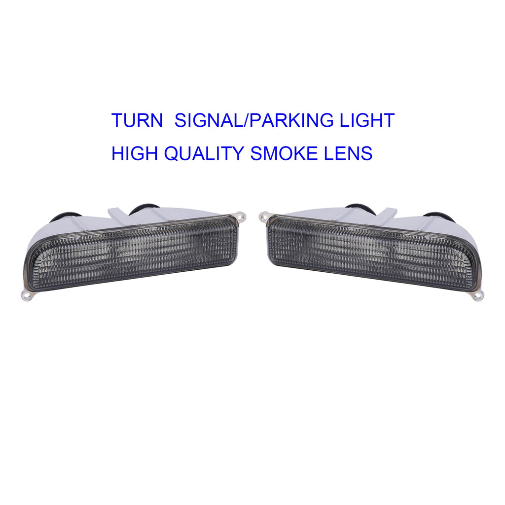 Azumka Jeep 97-01 XJ Signal Lights - COMBO Smoke Bumper Turn Signal (Left + Right) crystal